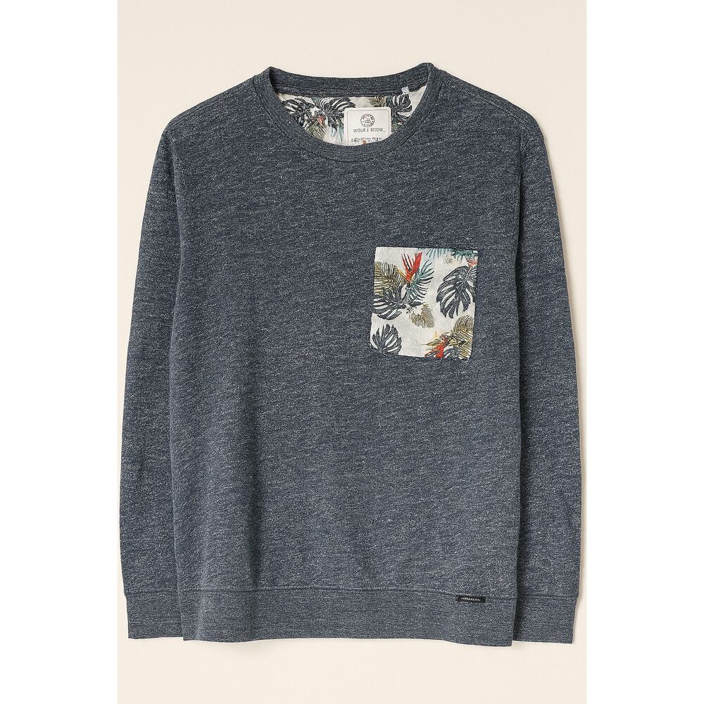 On the Byas Men’s Medium Heathered Navy Sweatshirt with Tropical Pocket